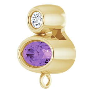14K Yellow Gold Natural Amethyst & .03 CT Natural Diamond Slide Bail