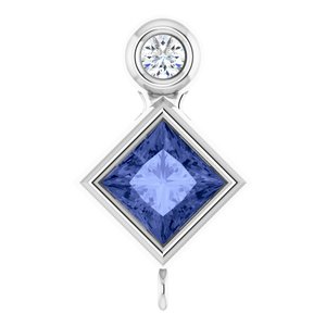 Platinum Natural Tanzanite & .03 CT Natural Diamond Slide Bail