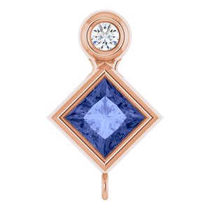 14K Rose Gold Natural Tanzanite & .03 CT Natural Diamond Slide Bail