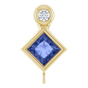 14K Yellow Gold Natural Tanzanite & .03 CT Natural Diamond Slide Bail