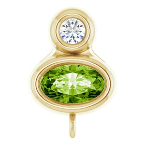 14K Yellow Gold Natural Peridot & .03 CT Natural Diamond Slide Bail