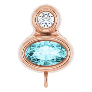 14K Rose Gold Natural Blue Zircon & .03 CT Natural Diamond Slide Bail