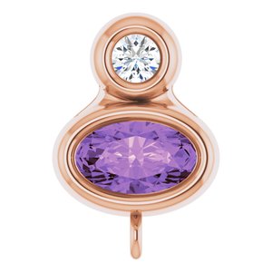 14K Rose Gold Natural Amethyst & .03 CT Natural Diamond Slide Bail