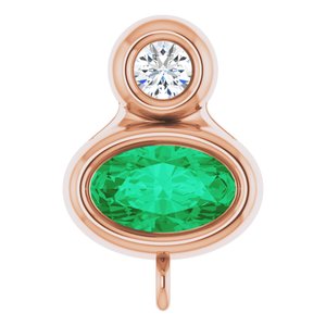 14K Rose Gold Lab-Grown Emerald & .03 CT Natural Diamond Slide Bail
