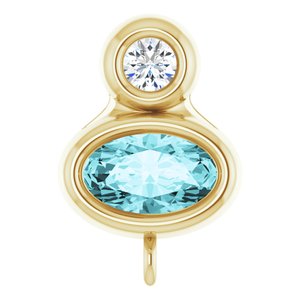 14K Yellow Gold Natural Blue Zircon & .03 CT Natural Diamond Slide Bail