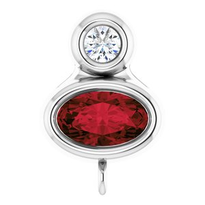 14K White Gold Natural Mozambique Garnet & .03 CT Natural Diamond Slide Bail
