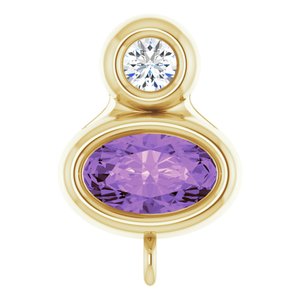 14K Yellow Gold Natural Amethyst & .03 CT Natural Diamond Slide Bail