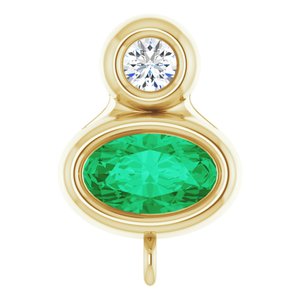 14K Yellow Gold Lab-Grown Emerald & .03 CT Natural Diamond Slide Bail