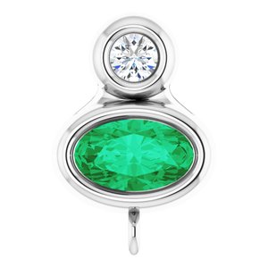 Platinum Natural Emerald & .03 CT Natural Diamond Slide Bail