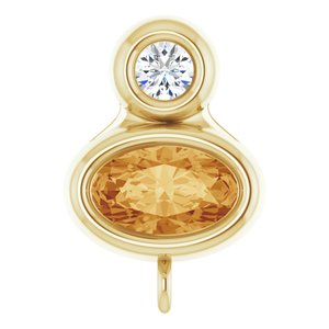 14K Yellow Gold Natural Citrine & .03 CT Natural Diamond Slide Bail