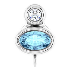 Platinum Natural Aquamarine & .03 CT Natural Diamond Slide Bail