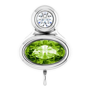 Platinum Natural Peridot & .03 CT Natural Diamond Slide Bail