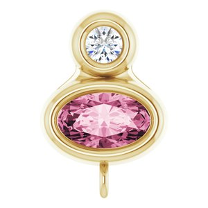 14K Yellow Gold Natural Pink Tourmaline & .03 CT Natural Diamond Slide Bail
