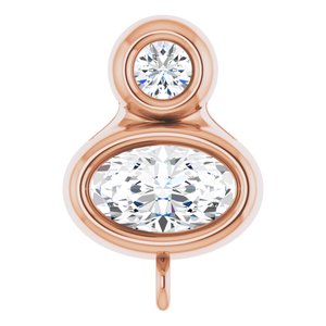 14K Rose Gold Natural White Sapphire & .03 CT Natural Diamond Slide Bail