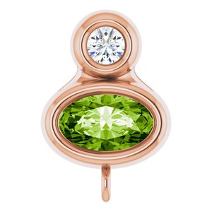 14K Rose Gold Natural Peridot & .03 CT Natural Diamond Slide Bail