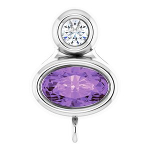 Platinum Natural Amethyst & .03 CT Natural Diamond Slide Bail
