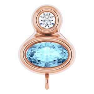 14K Rose Gold Natural Aquamarine & .03 CT Natural Diamond Slide Bail