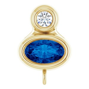 14K Yellow Gold Natural Blue Sapphire & .03 CT Natural Diamond Slide Bail