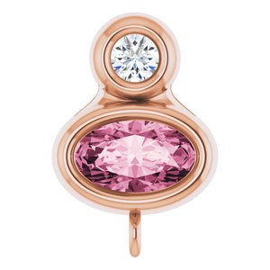 14K Rose Gold Natural Pink Tourmaline & .03 CT Natural Diamond Slide Bail