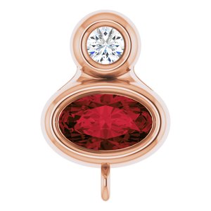 14K Rose Gold Natural Mozambique Garnet & .03 CT Natural Diamond Slide Bail