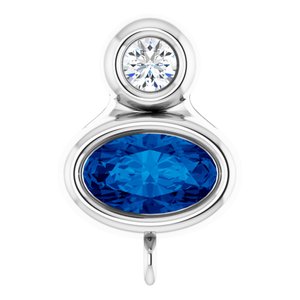 Platinum Lab-Grown Blue Sapphire & .03 CT Natural Diamond Slide Bail