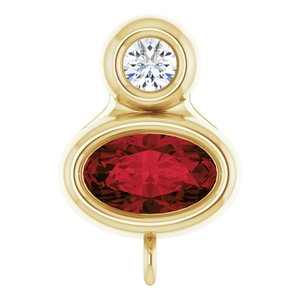 14K Yellow Gold Natural Mozambique Garnet & .03 CT Natural Diamond Slide Bail
