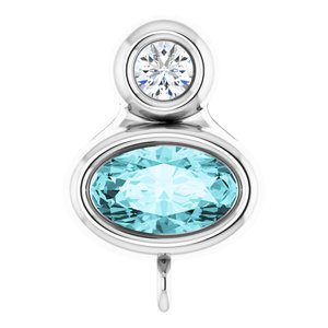 14K White Gold Natural Blue Zircon & .03 CT Natural Diamond Slide Bail