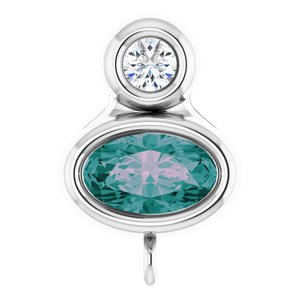 14K White Gold Lab-Grown Alexandrite & .03 CT Natural Diamond Slide Bail