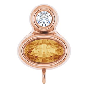14K Rose Gold Natural Citrine & .03 CT Natural Diamond Slide Bail