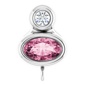 14K White Gold Natural Pink Tourmaline & .03 CT Natural Diamond Slide Bail