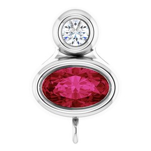 14K White Gold Natural Ruby & .03 CT Natural Diamond Slide Bail