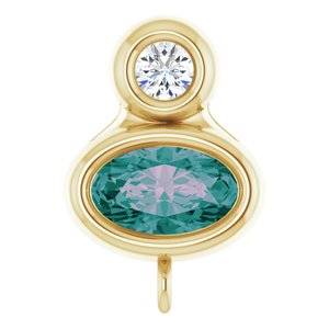 14K Yellow Gold Lab-Grown Alexandrite & .03 CT Natural Diamond Slide Bail