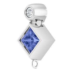 14K White Gold Natural Tanzanite & .03 CT Natural Diamond Slide Bail