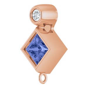 14K Rose Gold Natural Tanzanite & .03 CT Natural Diamond Slide Bail