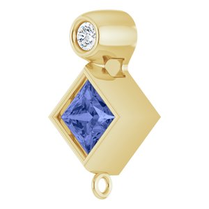 14K Yellow Gold Natural Tanzanite & .03 CT Natural Diamond Slide Bail