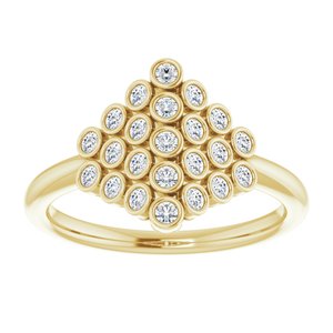 14K Yellow Gold 1/3 CTW Natural Diamond Bezel-Set Cluster Ring