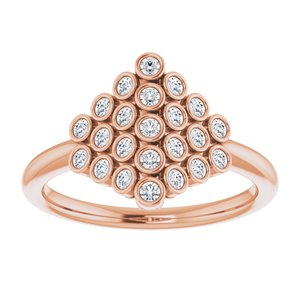 14K Rose Gold 1/3 CTW Natural Diamond Bezel-Set Cluster Ring