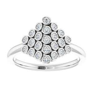 14K White Gold 1/3 CTW Natural Diamond Bezel-Set Cluster Ring