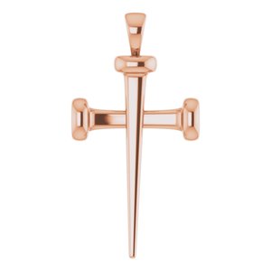 14K Rose Gold 28x14.71 mm Nail Cross Pendant