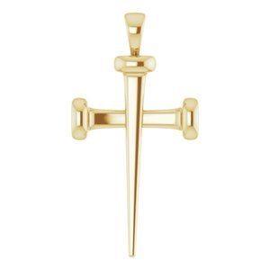 14K Yellow Gold 28x14.71 mm Nail Cross Pendant