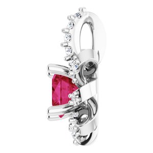 Platinum Natural Ruby & .07 CTW Natural Diamond Halo-Style Pendant