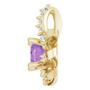 14K Yellow Gold Natural Amethyst & .07 CTW Natural Diamond Halo-Style Pendant
