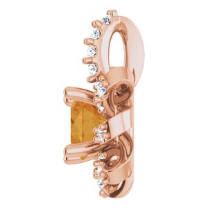 14K Rose Gold Natural Citrine & .07 CTW Natural Diamond Halo-Style Pendant