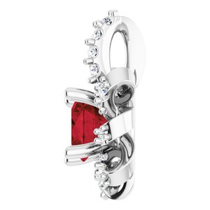 Sterling Silver Natural Mozambique Garnet & .07 CTW Natural Diamond Halo-Style Pendant