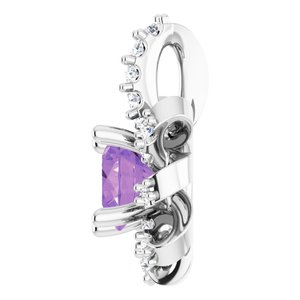 Platinum Natural Amethyst & .07 CTW Natural Diamond Halo-Style Pendant