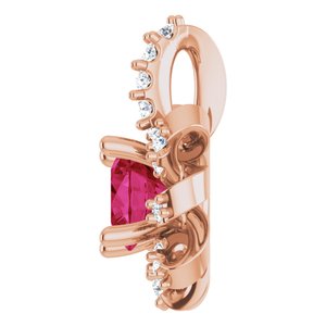 14K Rose Gold Natural Ruby & .07 CTW Natural Diamond Halo-Style Pendant