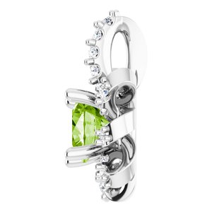 14K White Gold Natural Peridot & .07 CTW Natural Diamond Halo-Style Pendant