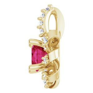 14K Yellow Gold Natural Ruby & .07 CTW Natural Diamond Halo-Style Pendant