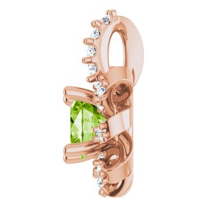 14K Rose Gold Natural Peridot & .07 CTW Natural Diamond Halo-Style Pendant