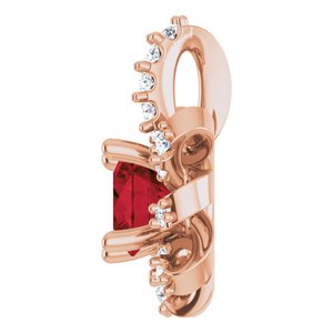 14K Rose Gold Natural Mozambique Garnet & .07 CTW Natural Diamond Halo-Style Pendant